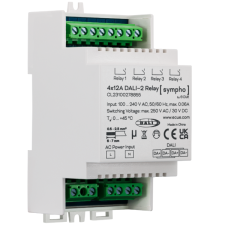 4x12A DALI-2 Relay schräg von vorn