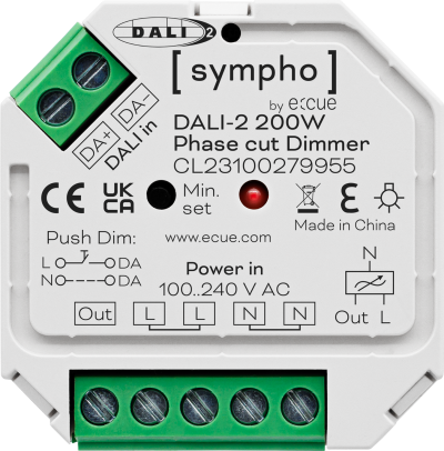 DALI-2 200W Phase cut Dimmer - Frontal von vorne